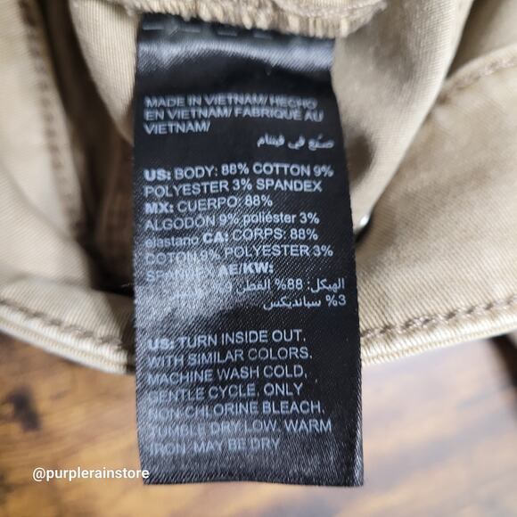 WHBM Jeans 12 Moto Skinny Mid Rise Zip Cargo Pockets Beige Tan Stretch Denim - Picture 4 of 10